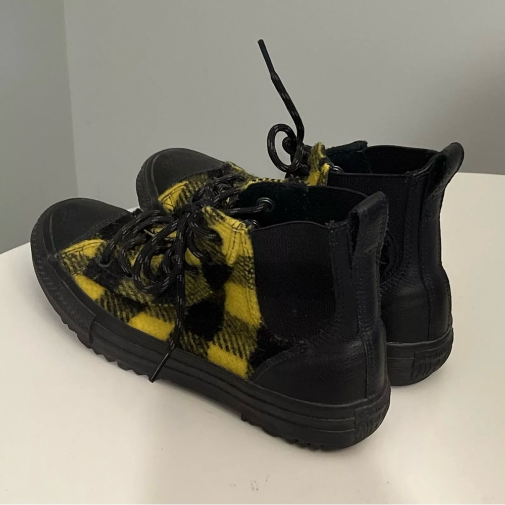 Converse Chuck Taylor Woolrich Womens 8 Chelsea Boot Yellow Black Sneaker Plaid - Picture 4 of 13